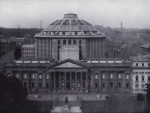 Melbourne: Public Library and Museum, przedstawiająca największą kopułę na półkuli południowej, Biblioteka zawiera 350 000 woluminów (zdjęcie czarno-białe) autorstwa Photographer Australian