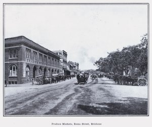 Rynki produkcyjne, Roma Street, Brisbane (zdjęcie czarno-białe) autorstwa Photographer Australian