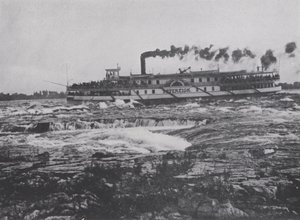 Strzelanie do Lachine Rapids, rzeka St Lawrence (zdjęcie czarno-białe)