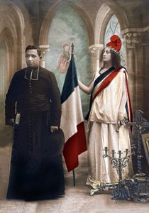Alegoria rozdziału Kościoła i państwa w 1905 r., ilustracja z 1907 r. (zdjęcie kolorowe)