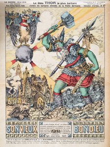 Bóg Thor, najbardziej barbarzyński z barbarzyńskich bóstw dawnych Niemiec, z Historii III RP, t. I, Historia polityczna, wyd. 1933 (kolor lito)