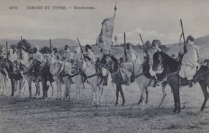 Marokańscy Goumiers, muzułmańscy żołnierze, którzy służyli we francuskiej armii Afryki (zdjęcie czarno-białe)