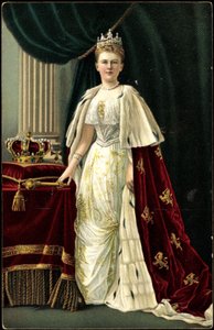 Ak Królowa Holandii Wilhelmina z koroną, łodyga (zdjęcie czarno-białe) autorstwa Photographer German