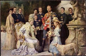 Artysta Ak Kaiser Wilhelm II, Auguste Viktoria, Viktoria Luise, Greyhound, Prusy (zdjęcie czarno-białe) autorstwa Photographer German