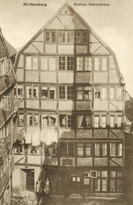 Miejsce urodzenia Johannesa Brahmsa, Hamburg, Niemcy (zdjęcie czarno-białe) autorstwa Photographer German