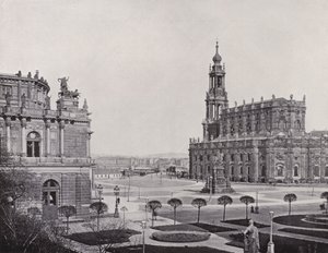 Widok z Zwingerwall na Theaterplatz (zdjęcie czarno-białe) autorstwa Photographer German