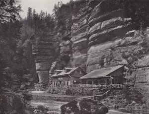 Edmundsklamm, Blockhaus (zdjęcie czarno-białe) autorstwa Photographer German
