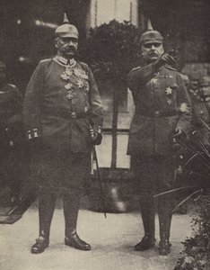 Marszałek polny von Hindenburg i generał Ludendorff, dowódcy armii niemieckiej (kolorowa litografia) autorstwa Photographer German
