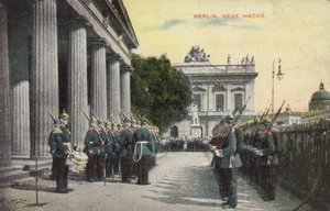 Niemieccy żołnierze na paradzie przed Neue Wache, Berlin (kolorowe zdjęcie) autorstwa Photographer German
