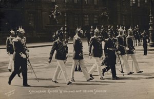 Kaiser Wilhelm II i jego synowie (zdjęcie czarno-białe) autorstwa Photographer German