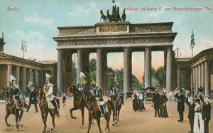 Cesarz Wilhelm II Niemiec przy Bramie Brandenburskiej w Berlinie (zdjęcie kolorowe) autorstwa Photographer German
