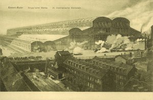 Prace Kruppa, Essen, Ruhr, Niemcy (czarno-białe zdjęcie) autorstwa Photographer German