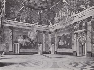 Poczdam, Neues Palais, Sala Marmurowa (zdjęcie czarno-białe) autorstwa Photographer German