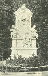 Pomnik Roberta Schumanna, Bonn, Niemcy (czarno-białe zdjęcie) autorstwa Photographer German
