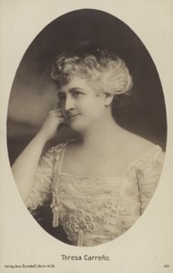 Teresa Carreno, wenezuelska pianistka, piosenkarka, kompozytorka i dyrygentka (zdjęcie czarno-białe) autorstwa Photographer German
