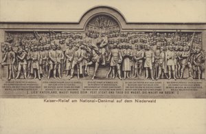 Kaiser, płaskorzeźba na Nationaldenkmal, pomnik upamiętniający zjednoczenie Niemiec, Rudesheim am Rhein, Hesja (zdjęcie czarno-białe) autorstwa Photographer German