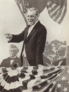 Prezydent USA Woodrow Wilson, siła napędowa powstania Ligi Narodów, który jednak nie zdołał przekonać swojego kraju do przyłączenia się do tej organizacji (zdjęcie czarno-białe) autorstwa Photographer German