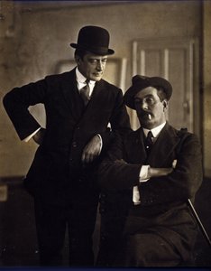 Kompozytor Giacomo Puccini (1858-1924) i wydawca muzyczny Tito Ricordi II (1865-1933). autorstwa Photographer Italian