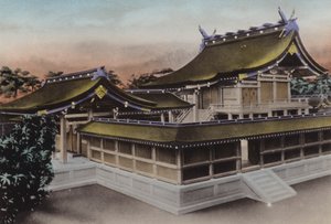 Japonia, ok. 1912: Gmach Główny Meiji Jingu, Sanktuarium, Tokio (zdjęcie) autorstwa Photographer Japanese
