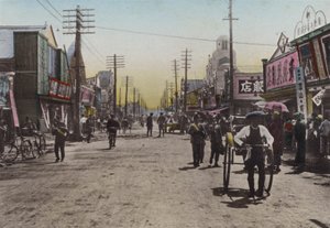 Japonia, ok. 1912: Ulica Teatralna, Jokohama (zdjęcie) autorstwa Photographer Japanese