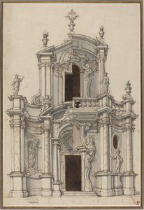 Elewacja pod fasadę kościoła, z alternatywami autorstwa Piedmontese 18th Century