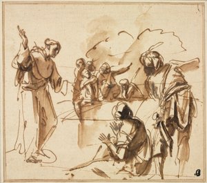 Głoszenie mnicha autorstwa Pier Francesco Mola