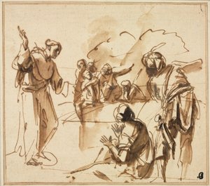 Głoszenie mnicha, połowa XVII wieku. autorstwa Pier Francesco Mola