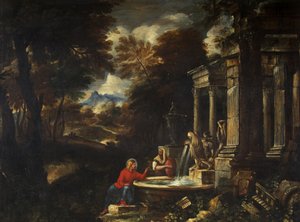 Chrystus i Niewiasta z Samarii (olej na płótnie) autorstwa Pier Francesco Mola
