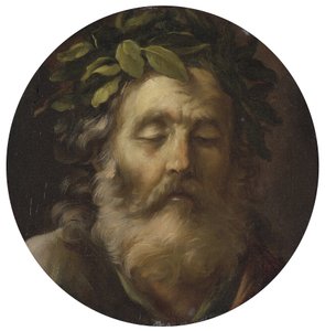 Portret poety Homera par Mola, Pier Francesco (1612-1666). Olej na drewnie, format : D 38,7, , Kolekcja prywatna autorstwa Pier Francesco Mola