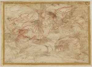 Anioł ukazujący się Hagar na pustyni, ok. 1660 (czerwona kreda na papierze) autorstwa Pier Francesco Mola