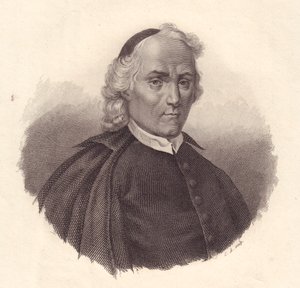Portret włoskiego prezbiteriańskiego i historyka Ludovica Antonio Muratoriego (1672-1750), miedzioryt autorstwa Blaise Nicolas Le Sueur