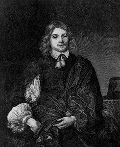 Portret Lucjusza Cary, 2. wicehrabiego Falkland (ok. 1610-1643), angielskiego pisarza, polityka i żołnierza, który był sekretarzem stanu w latach 1642-1643, rycina autorstwa Blaise Nicolas Le Sueur