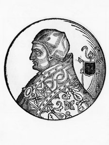 Portret Sabiniana (zm. 606), 65. papieża Kościoła katolickiego z 604, grawerowanie autorstwa Blaise Nicolas Le Sueur