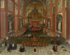 Benedykt XIII Przewodniczy prowincjalnemu synodowi rzymskiemu z 1725 r., bazylika św. Jana na Lateranie, 1725 r.