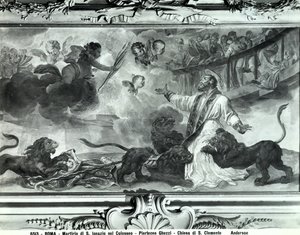 Męczeństwo św. Ignacego Antiochii w Koloseum (fresk) (b/w)