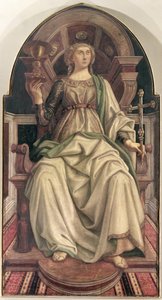 Wiara, z serii paneli przedstawiających Cnoty zaprojektowanej dla Izby Rady Kupieckiej Sali Cechowej, 1469 (tempera na panelu)