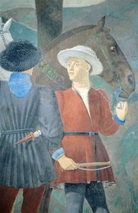 Fragment z Legendy o prawdziwym krzyżu ukazujący adorację drewna i spotkanie królowej Saby i króla Salomona, autorstwa Piero della Francesca autorstwa Piero della Francesca