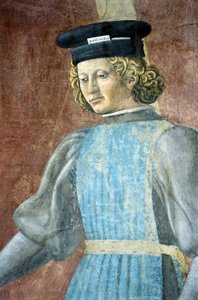 Fragment z Legendy o prawdziwym krzyżu ukazujący tortury Żyda, Piero della Francesca autorstwa Piero della Francesca