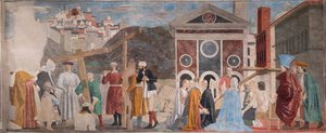 Znalezienie trzech krzyży i weryfikacja krzyża, z Opowieści o prawdziwym krzyżu (fresk) autorstwa Piero della Francesca