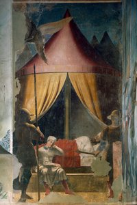 Historia Prawdziwego Krzyża. Sen Konstantyna. (fresk, między 1459-1466) autorstwa Piero della Francesca