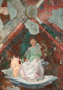 Św. Łukasza. Fragment fresku przypisywanego Piero della Francesca (1410 / 1420-1492). Kaplica San Michele. Bazylika Santa Maria Maggiore (Najświętsza Maryja Większa), Rzym. autorstwa Piero della Francesca
