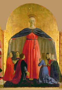 Święta Maria "della Misericordia", centralny element poliptyku namalowanego dla "Confratelli della Misericordia". autorstwa Piero della Francesca