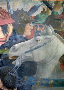Legenda o prawdziwym krzyżu, bitwa pod Herakliuszem i Chosroes, fragment konia i żołnierzy, ukończony fresk z 1464 roku