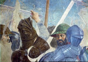 Legenda o prawdziwym krzyżu, bitwa pod Herakliuszem i Chosroes, fragment żołnierzy, ukończony fresk z 1464 r.