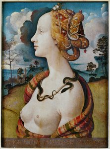 Portret kobiety powiedział o Simonetcie Vespucci autorstwa Piero di Cosimo
