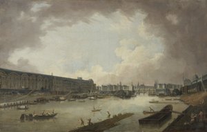 Grande Galerie, Pont-Neuf i Ile de la Cité widziane z Pont Royal, ok. 1775 r. (olej na płótnie)