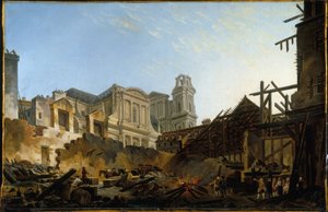 Foire Saint-Germain po pożarze w nocy z 16 na 17 marca 1762 r., ok. 1762 r. (olej)