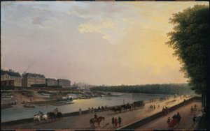 Sekwana przy Grenouillère, widok z tarasu nad wodą w Tuileries, ok. 1777 r. (olej na drewnie)