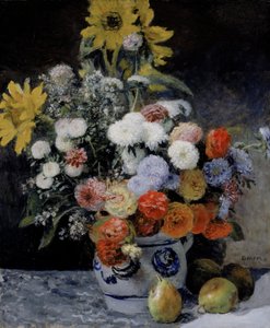 Mieszanka kwiatów w glinianym doniczce autorstwa Pierre-Auguste Renoir