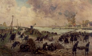 Wojska belgijskie w walce nad Yser, październik 1914, I wojna światowa, Belgia, XX w. autorstwa Pierre Ernest and Neymark Gustave Ballue